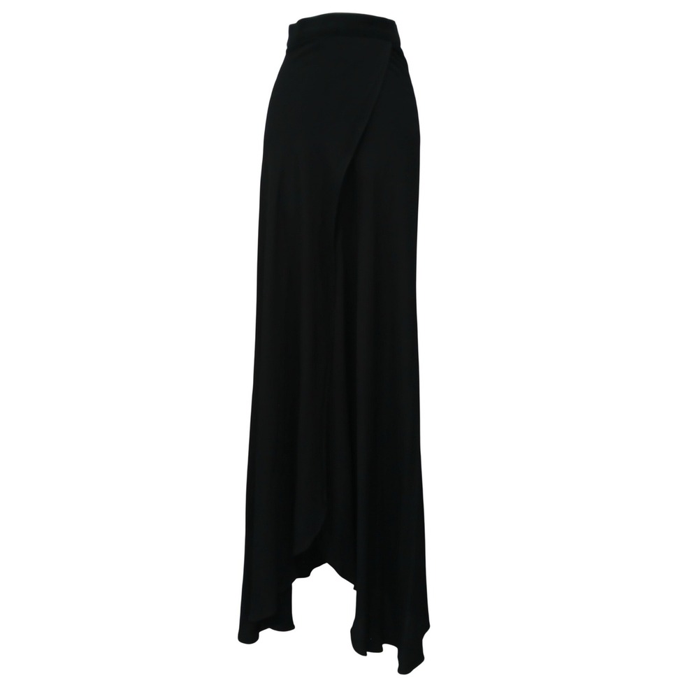 Flynn Skye Black Subtle Shimmer  Rayon Wrap It Up Maxi Wrap Skirt XS Glam Goth
